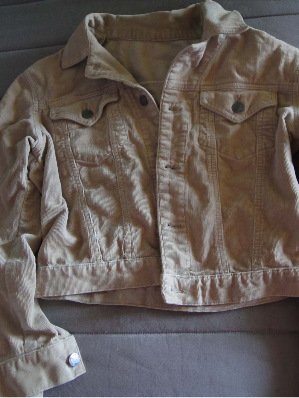 Women’s Taupe Corduroy Jean Jacket - Classic Button-Front